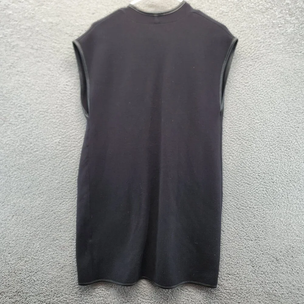 Chicos‎ Longline Cardigan Size 1 Small Pockets Open Front Black Sleeveless